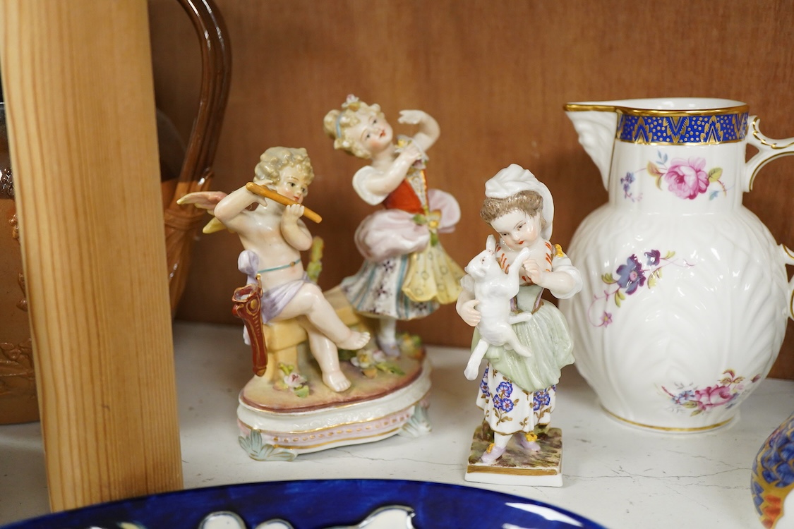 Assorted porcelain to include a Moorcroft oval dish - 23cm long, a collection of Royal Crown Derby teaware and a Robin paper weight, two Herend dishes etc